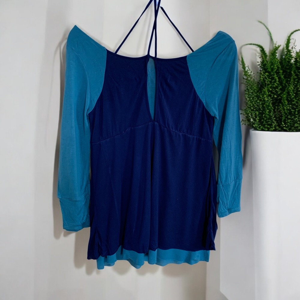 Free People Teal and Navy Tunic Top - Picture 4 of 10